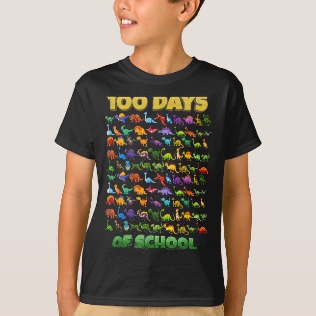 100 Days Of School Dinosaur 100 Days Smarter  T-Shirt (Vorderseite)