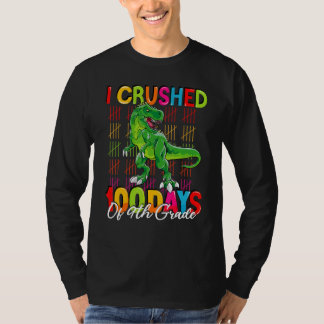 100 days of school dinosaur boys kids 100th day 9t T-Shirt
