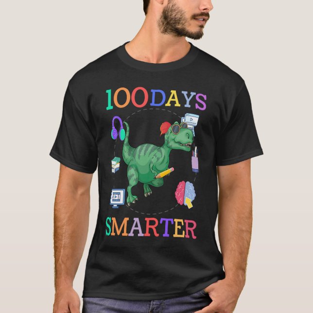 100 days of school dinosaur boys kids 100th day ki T-Shirt (Vorderseite)
