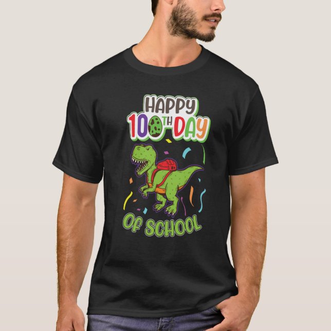 100 Days of School Dinosaur Elementary School Stud T-Shirt (Vorderseite)