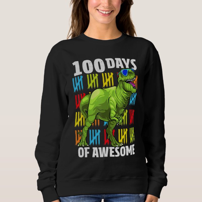 100 Days Of School Dinosaur Rex Dino Kids Boys 100 Sweatshirt (Vorderseite)