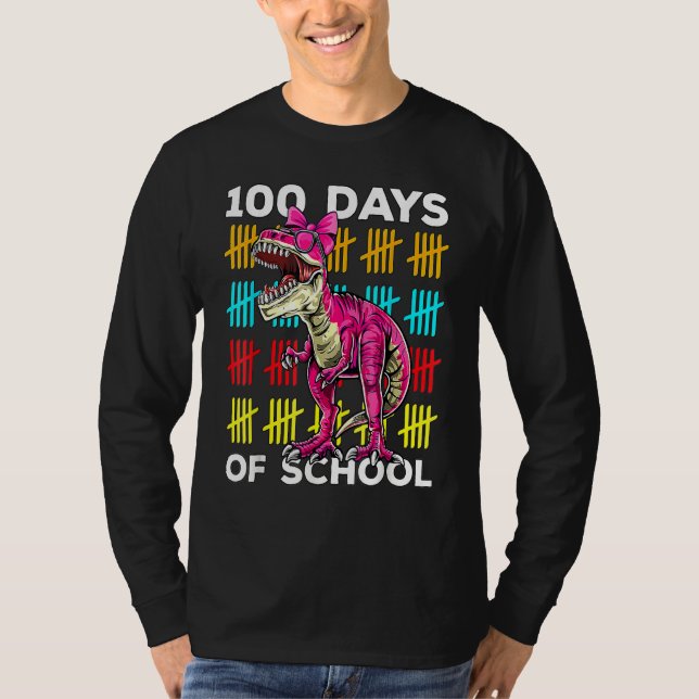 100 Days Of School Dinosaur Rex Dino Kids Boys 100 T-Shirt (Vorderseite)