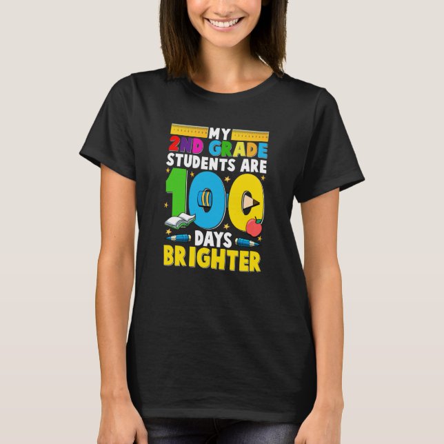 100 Days of School for 2nd Grade Teacher T-Shirt (Vorderseite)
