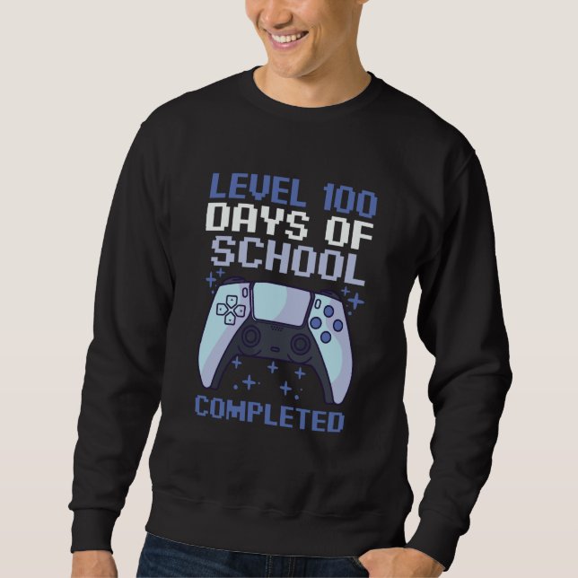100 Days Of School For Boys Level Completed Gamer Sweatshirt (Vorderseite)