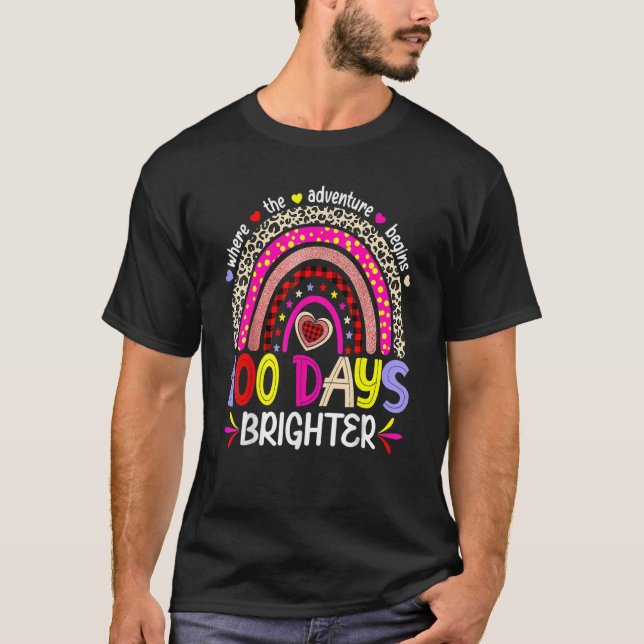 100 Days Of School For Brighter Teacher Rainbow Le T-Shirt (Vorderseite)