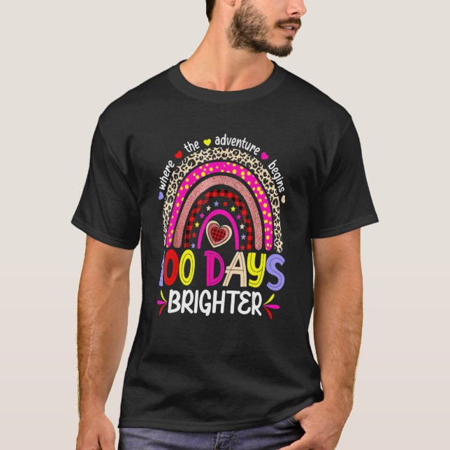100 Days Of School For Brighter Teacher Rainbow Le T-Shirt (Vorderseite)
