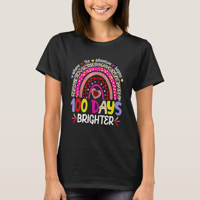 100 Days Of School For Brighter Teacher Rainbow Le T-Shirt (Vorderseite)
