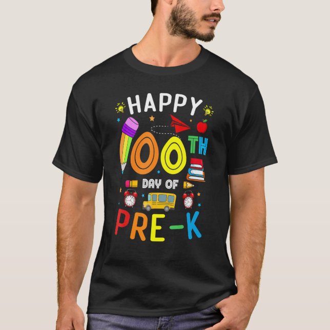 100 Days of School for Pre K Teacher Kids 100th Da T-Shirt (Vorderseite)