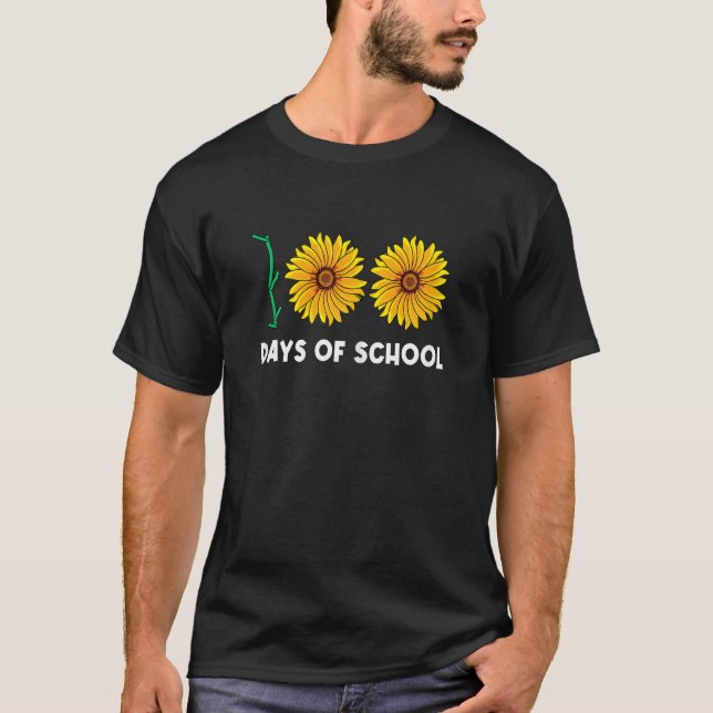 100 Days Of School Funny Flower Floral Yellow Sunf T-Shirt (Vorderseite)