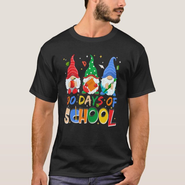 100 Days Of School Funny Gnome Virtual Learning Te T-Shirt (Vorderseite)