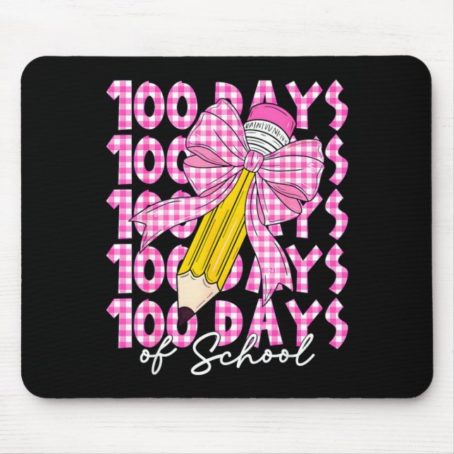 100 Days Of School Girls Coquette Bow 100th Day Of Mousepad (Vorne)