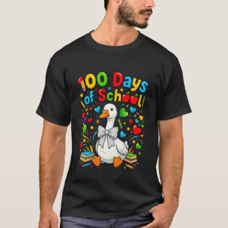 100 Days of School Goose Funny Goose 100 Days Kids T-Shirt