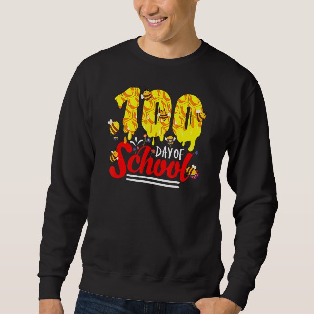 100 Days Of School Group Cute Bees Funny Teachers  Sweatshirt (Vorderseite)