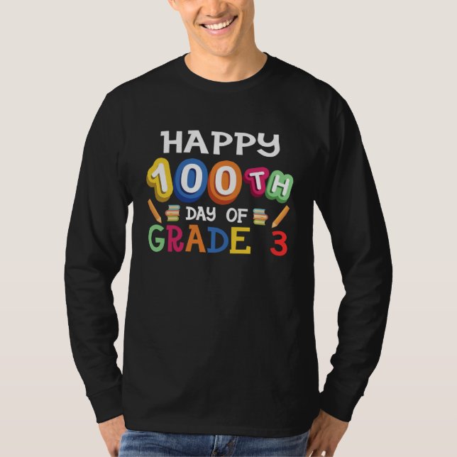 100 Days of School Happy 100th Day of Grade 3 Kid  T-Shirt (Vorderseite)