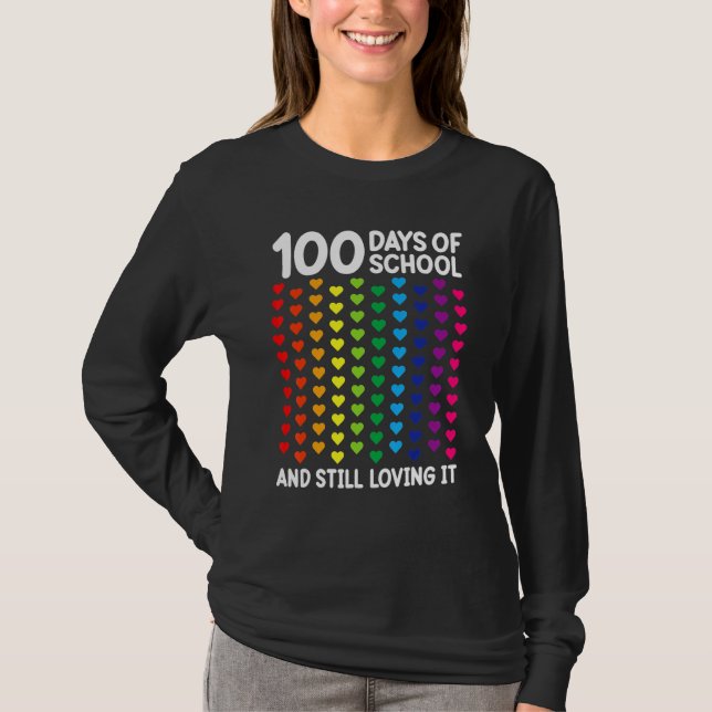 100 Days Of School Heart Teacher Kids Students T-Shirt (Vorderseite)