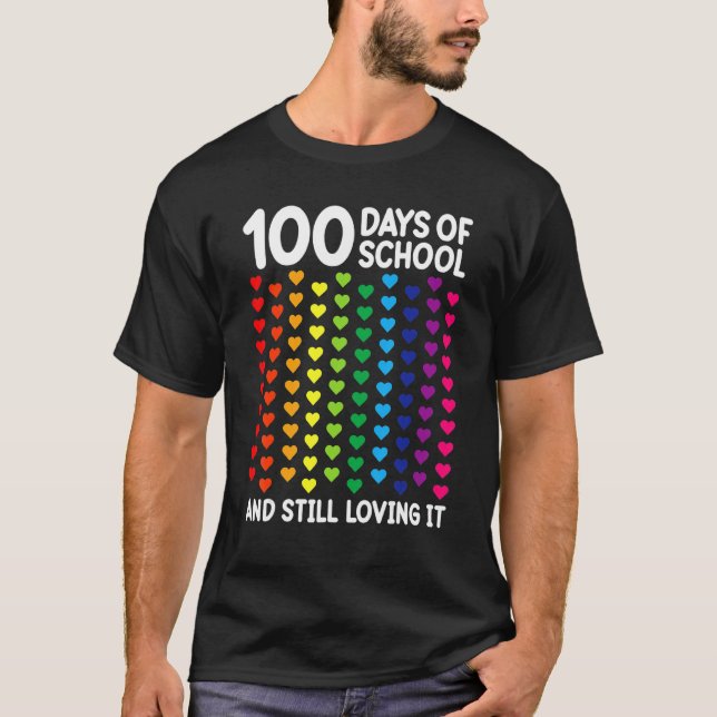 100 Days Of School Heart Teacher Kids Students T-Shirt (Vorderseite)