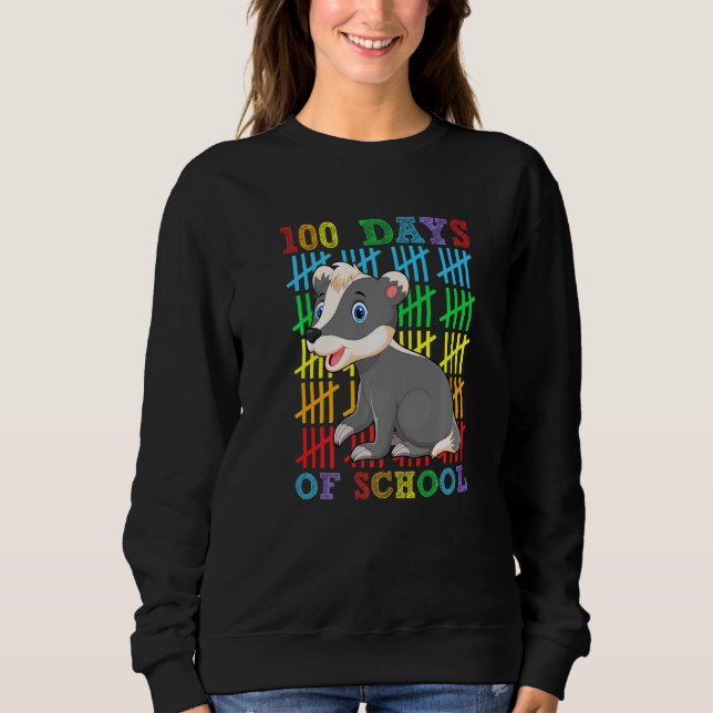 100 Days of School Honey Badger  100th Day School Sweatshirt (Vorderseite)