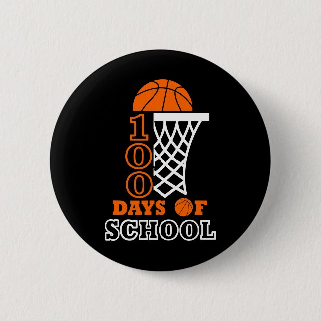 100 Days of School Kids Basketball 100th day Button (Vorderseite)