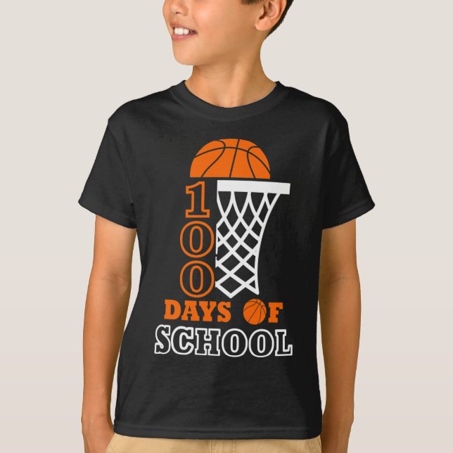 100 Days of School Kids Basketball 100th day T-Shirt (Vorderseite)