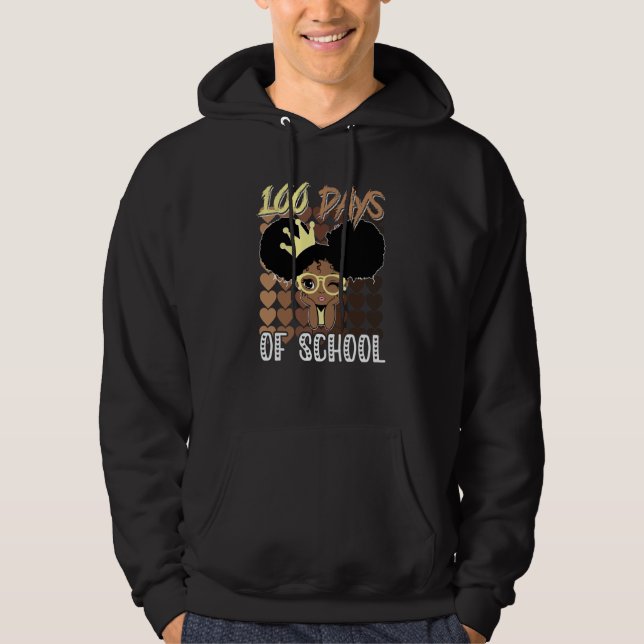 100 Days Of School Kids Girl Black African America Hoodie (Vorderseite)