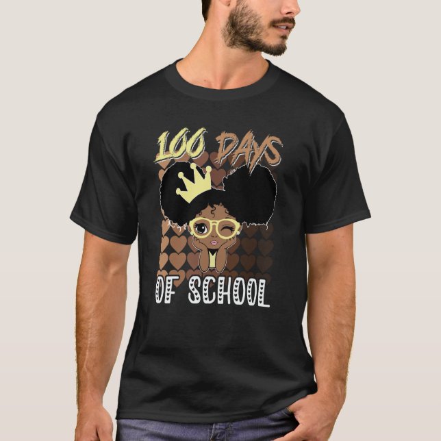 100 Days Of School Kids Girl Black African America T-Shirt (Vorderseite)
