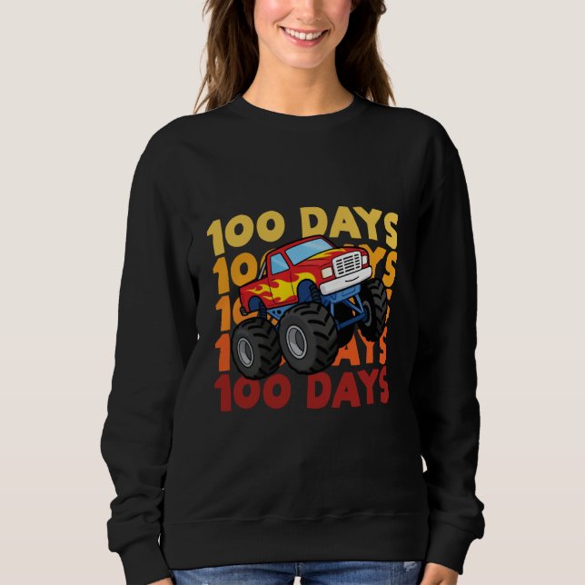 100 Days of School Kids Monster Truck Boys and Gir Sweatshirt (Vorderseite)