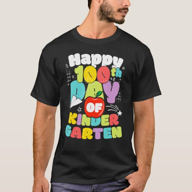 100 Days Of School Kindergarten Brighter Teacher A T-Shirt (Vorderseite)