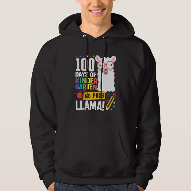 100 Days Of School Kindergarten Llama Girl Boy No  Hoodie (Vorderseite)