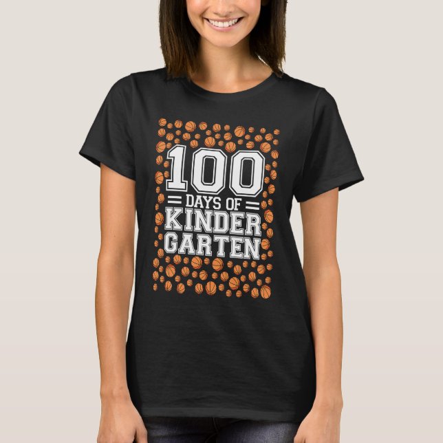 100 Days of School Kindergarten Sports Boy Basketb T-Shirt (Vorderseite)