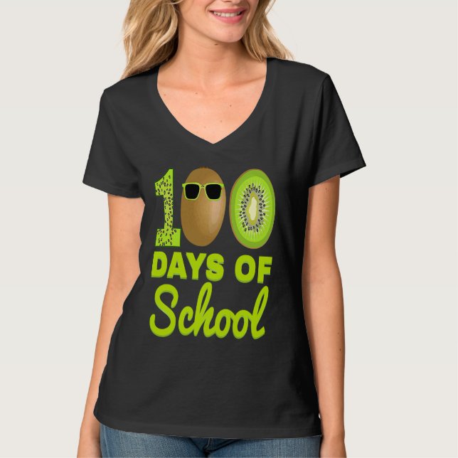 100 Days of School Kiwi Funny Food Fruit Lover Tea T-Shirt (Vorderseite)