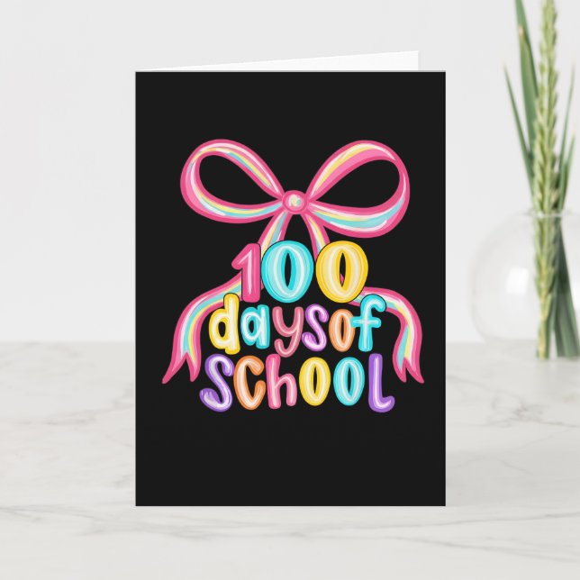 100 Days of School Leopard Bow Pencil  Karte (Vorderseite)