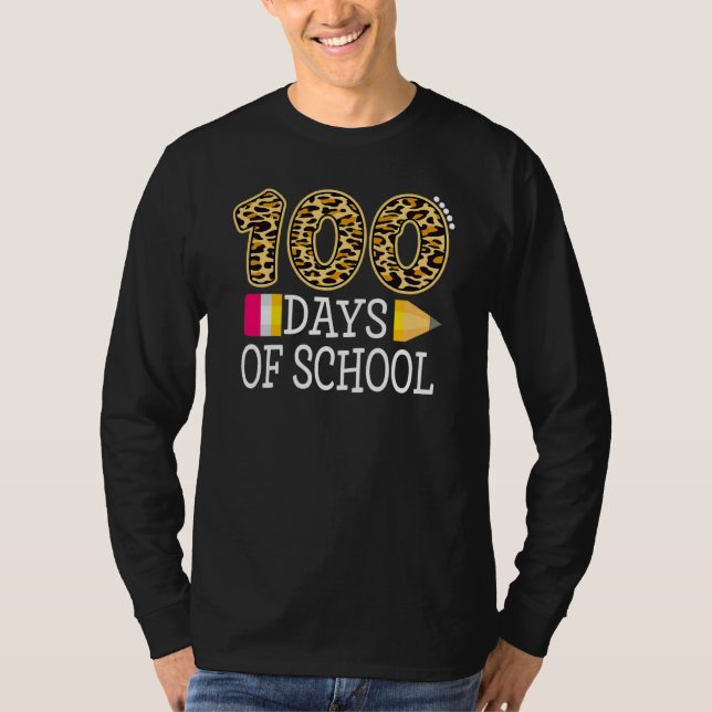 100 Days Of School Leopard Happy 100th Day Of Scho T-Shirt (Vorderseite)