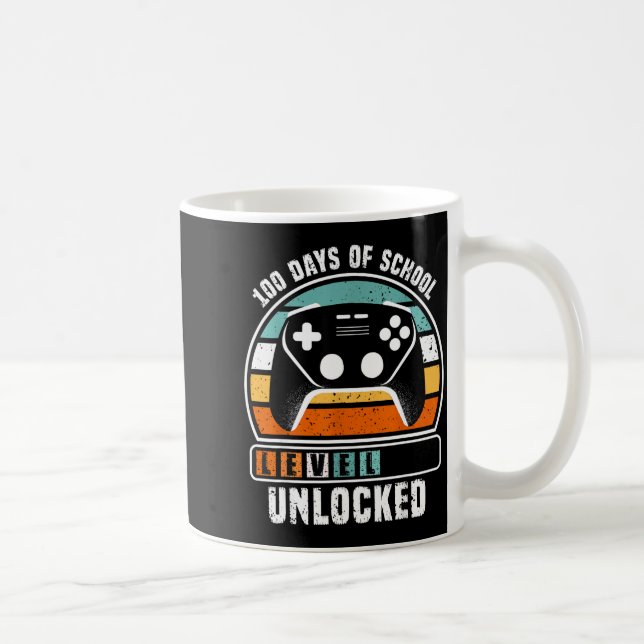 100 Days Of School Level Unlocked Funny Gamers Boy Kaffeetasse (Rechts)