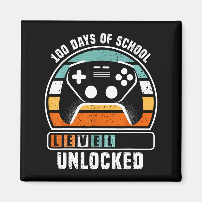 100 Days Of School Level Unlocked Funny Gamers Boy Magnet (Vorne)