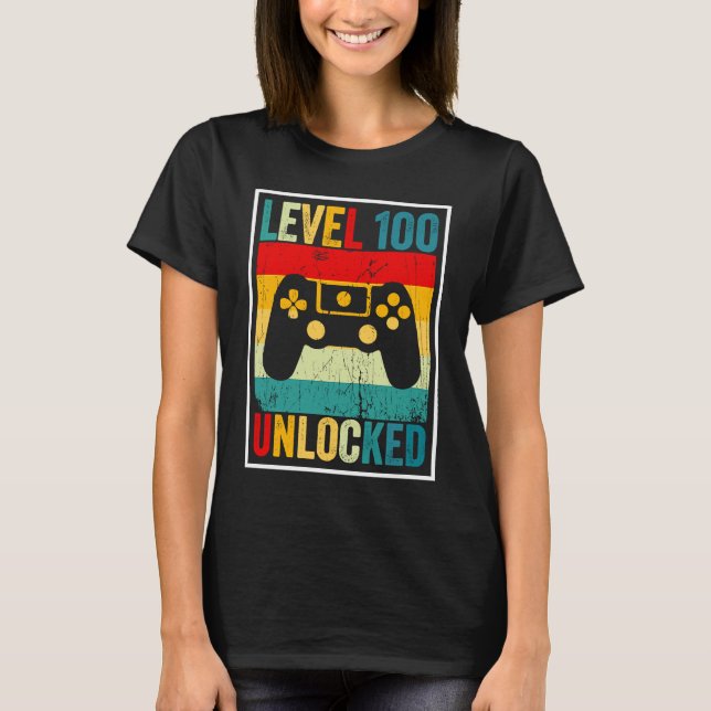 100 Days Of School Level Unlocked Gamer Video Game T-Shirt (Vorderseite)