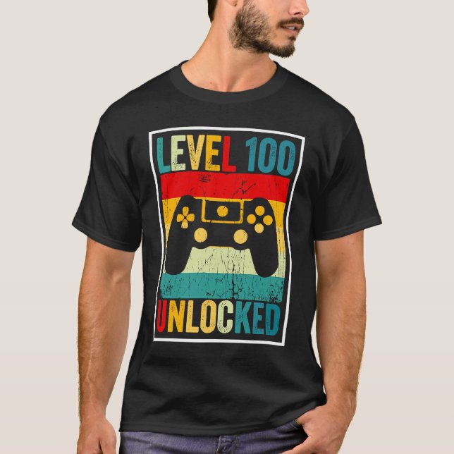 100 Days Of School Level Unlocked Gamer Video Game T-Shirt (Vorderseite)