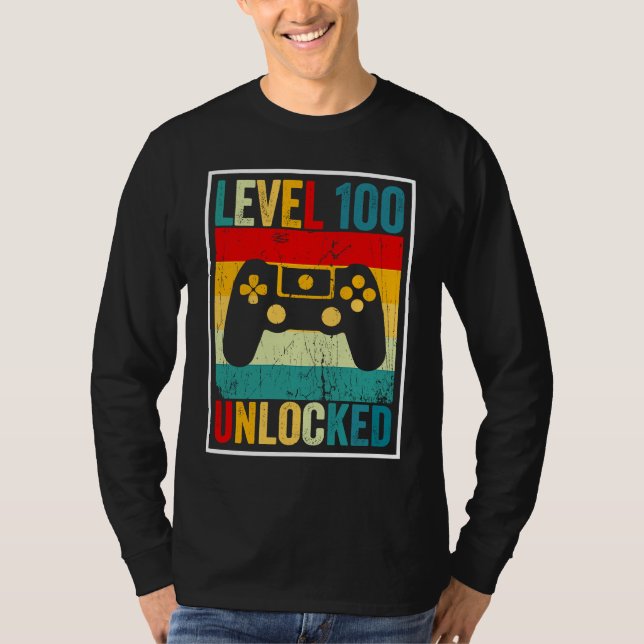 100 Days Of School Level Unlocked Gamer Video Game T-Shirt (Vorderseite)