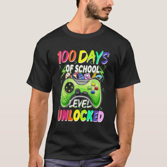 100 Days of School Level Unlocked Video Games Game T-Shirt (Vorderseite)