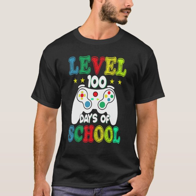 100 Days of School Level Unlocked Video Games Game T-Shirt (Vorderseite)