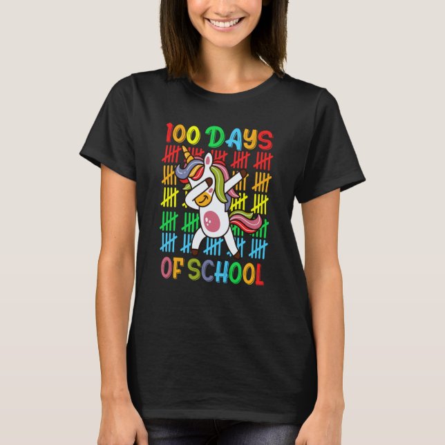 100 Days of School Magical Dabbing Unicorn T-Shirt (Vorderseite)
