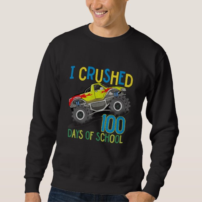 100 Days Of School Monster Truck 100th Day Of Scho Sweatshirt (Vorderseite)