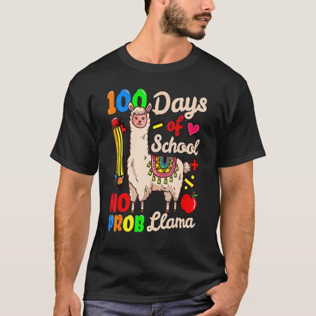 100 Days Of School No Prob Llama Cute 100th Day Te T-Shirt (Vorderseite)