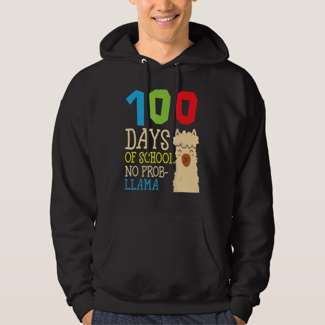 100 Days Of School No Prob-llama Cute Alpaca Stude Hoodie (Vorderseite)