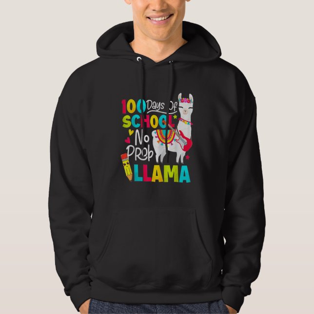 100 days of school no prob llama hoodie (Vorderseite)