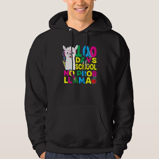100 Days Of School No Prob-llama Llama Teacher And Hoodie (Vorderseite)