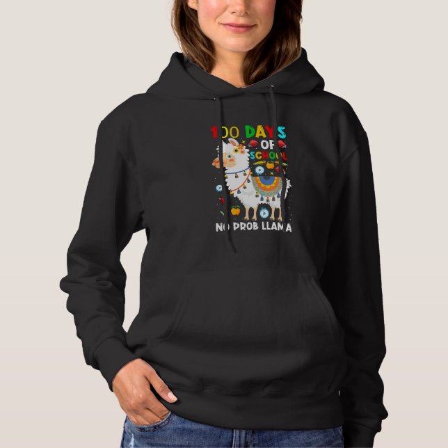 100 Days Of School No Prob-llama Llama Teacher And Hoodie (Vorderseite)