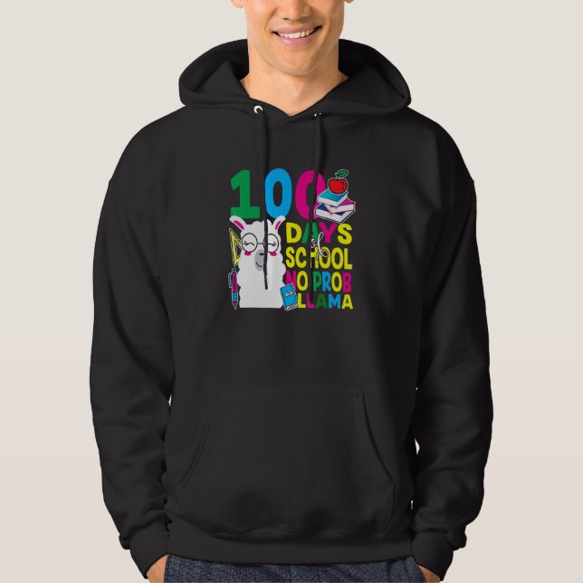 100 Days Of School No Prob-llama Llama Teacher And Hoodie (Vorderseite)