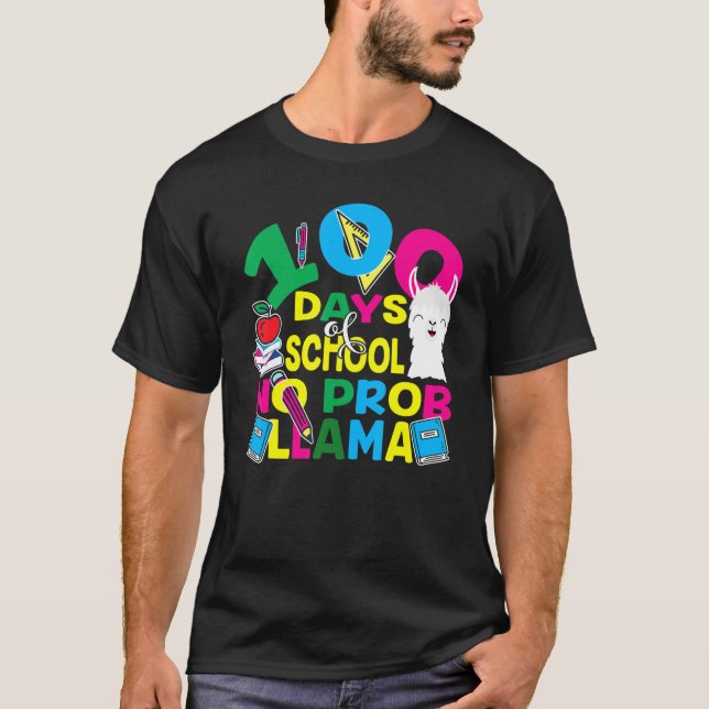 100 Days Of School No Prob-llama Llama Teacher And T-Shirt (Vorderseite)