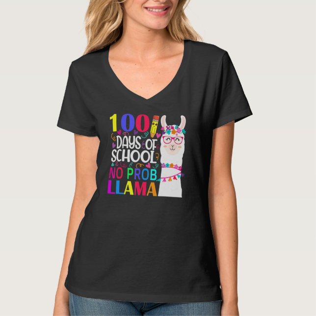 100 Days Of School No Prob Llama Llama Teacher And T-Shirt (Vorderseite)