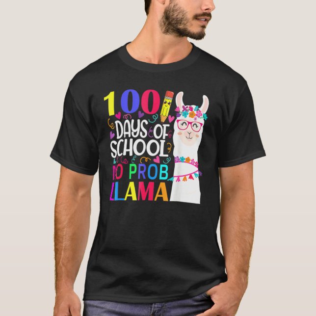 100 Days Of School No Prob Llama Llama Teacher And T-Shirt (Vorderseite)
